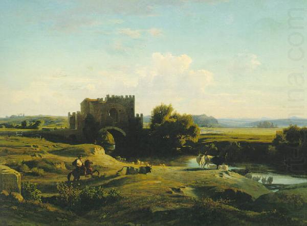 View of the Ponte Nomentano in the Roman Campagna, Jean-Achille Benouville